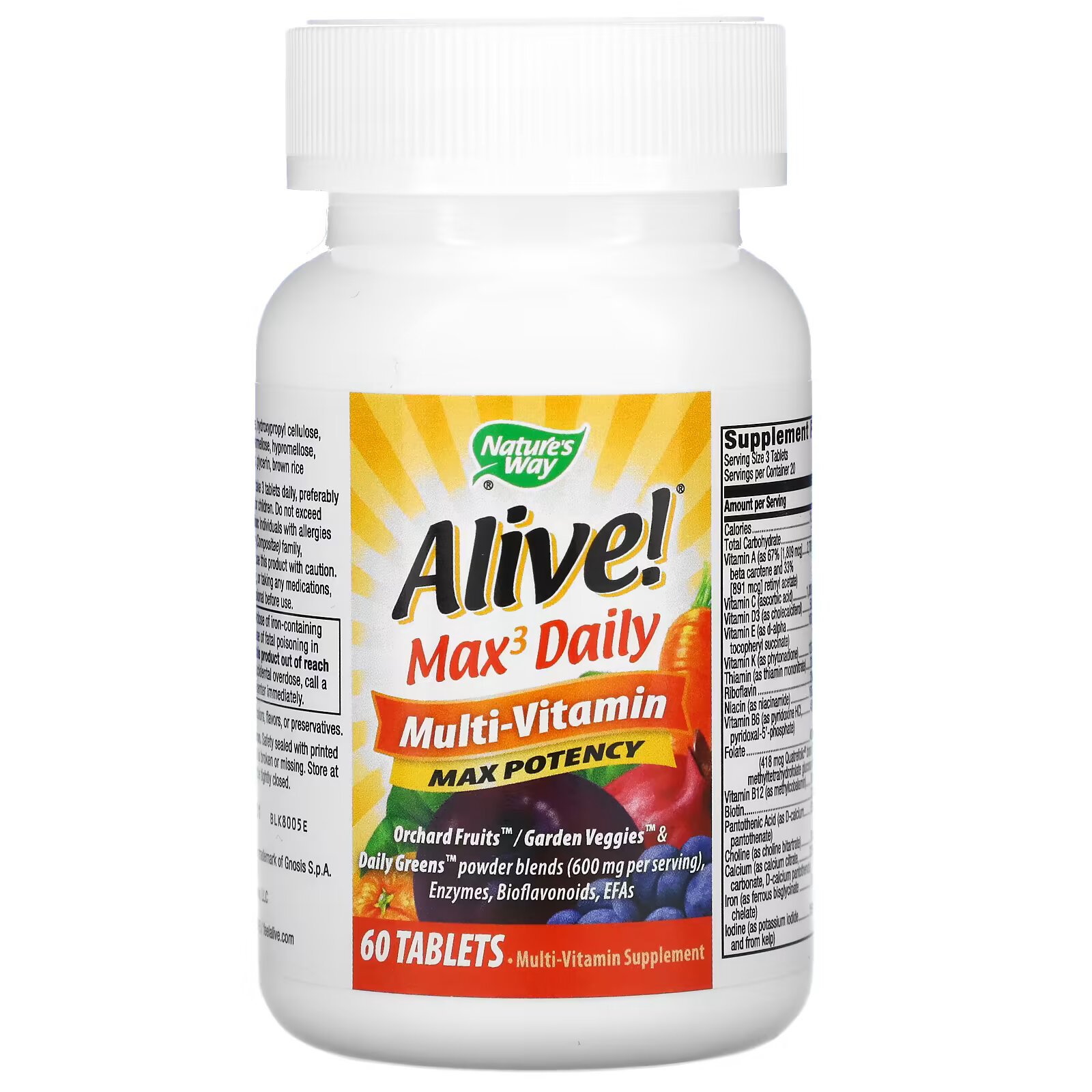 Nature's Way мультивитамины Max3 Daily, 60 таблеток мультивитамины max3 potency без добавления железа 90 таблеток nature s way