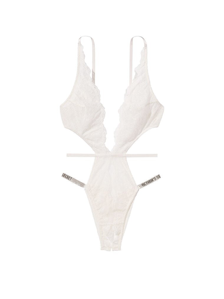 

Боди Victoria's Secret Very Sexy Shine Strap Lace Crotchless Teddy, белый