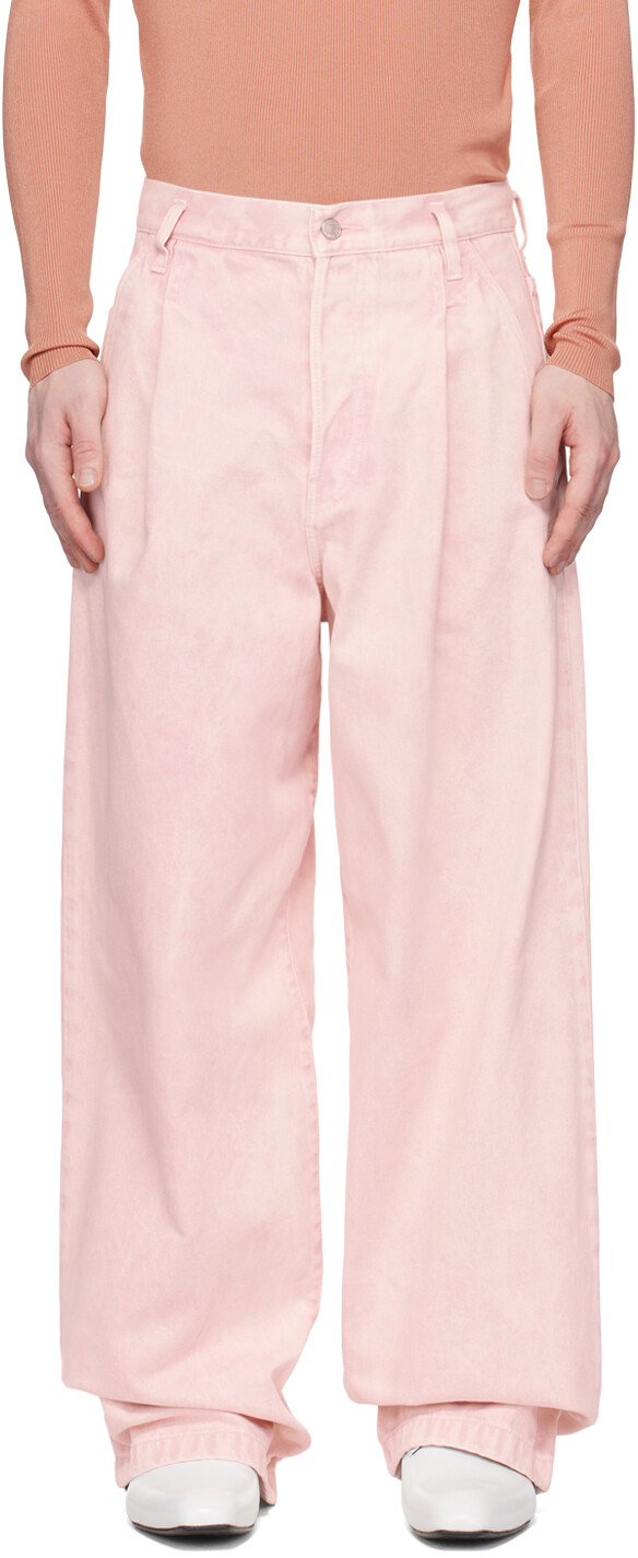 

Розовые джинсы со складками Dries Van Noten, Розовый