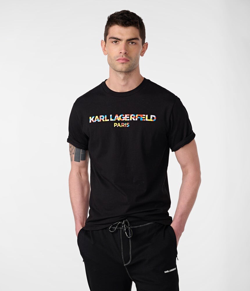 

Многоцветная текстурированная футболка с большим логотипом Karl Lagerfeld, черный