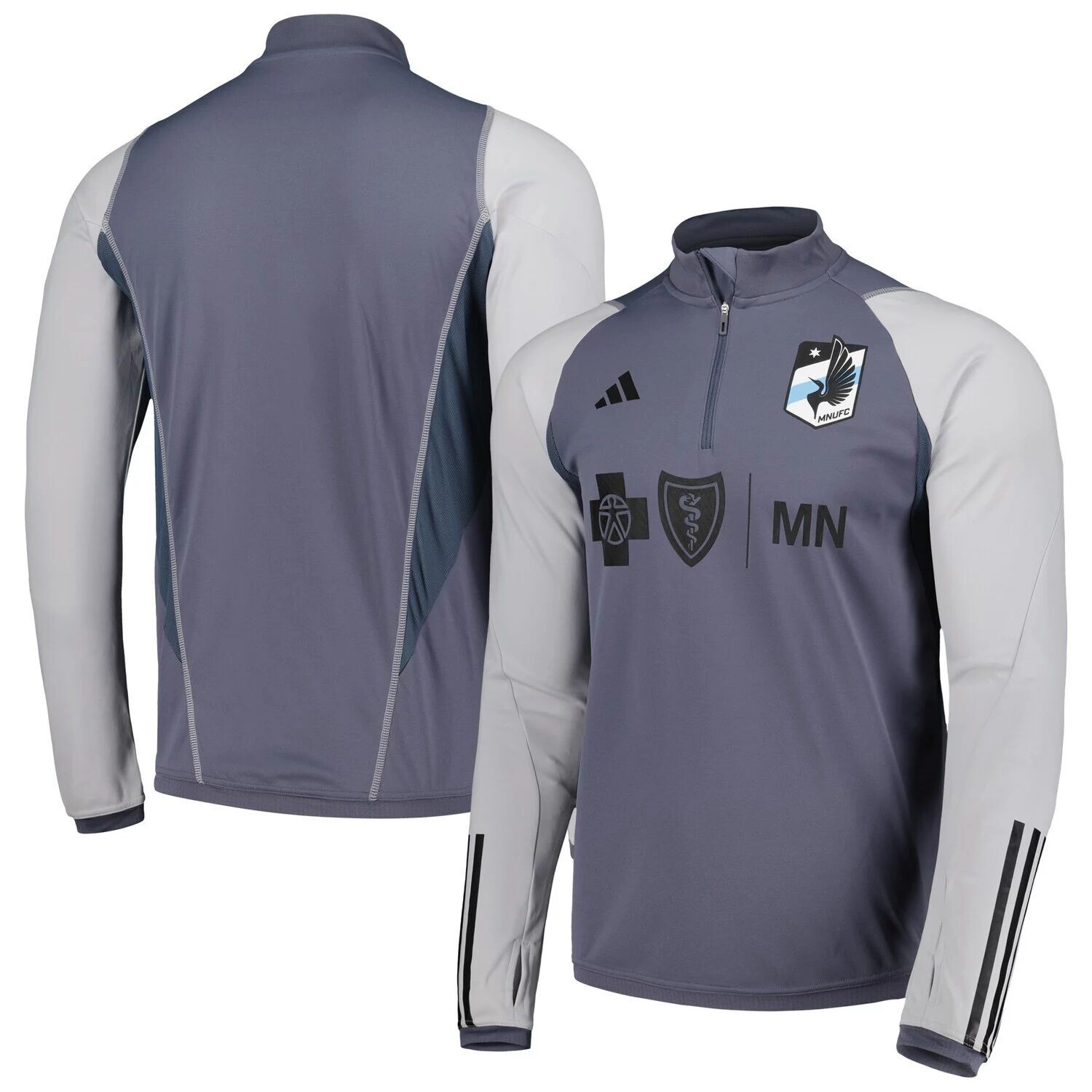 

Мужская серая тренировочная футболка с молнией на четверть 2023 On-Field Minnesota United FC AEROREADY adidas, Серый