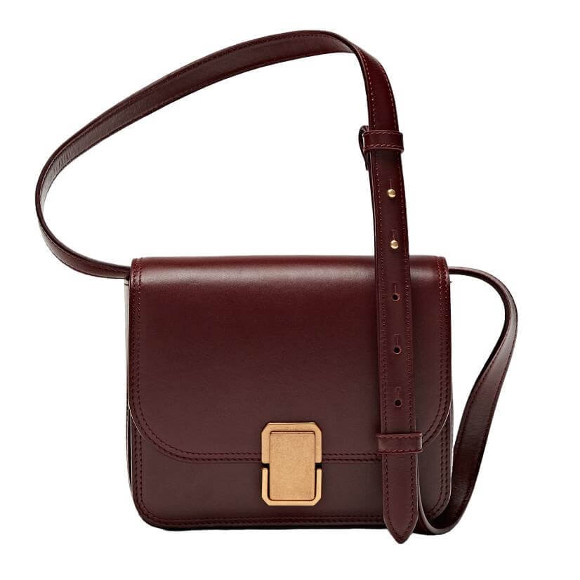 

Сумка Massimo Dutti Leather Crossbody With Multi-Way Strap, бордовый