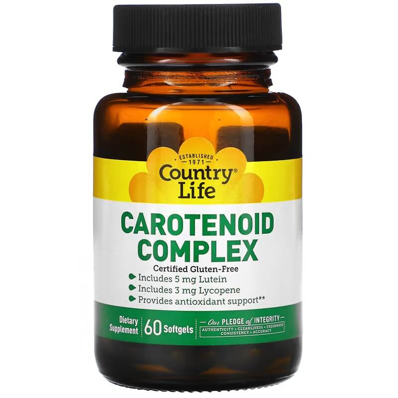 Комплекс каротиноидов Country Life, 60 таблеток мультивитаминный и минеральный комплекс country life 120 таблеток