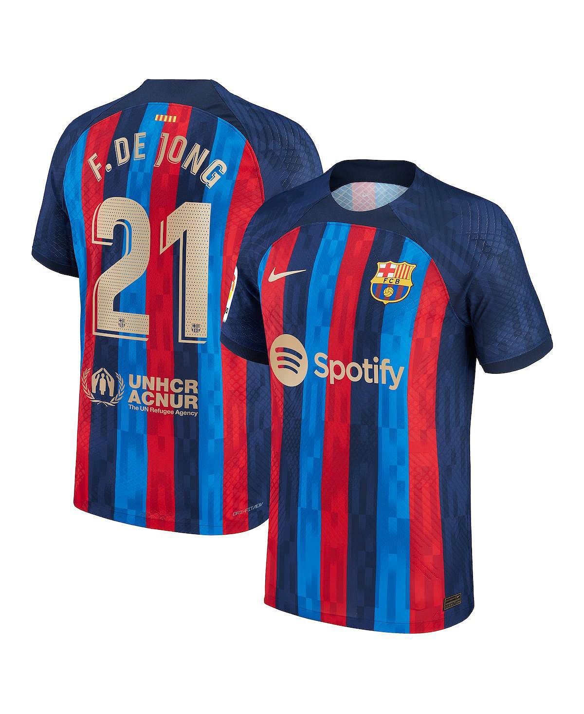 

Мужская футболка frenkie de jong blue barcelona 2022/23 home authentic player jersey Nike, синий