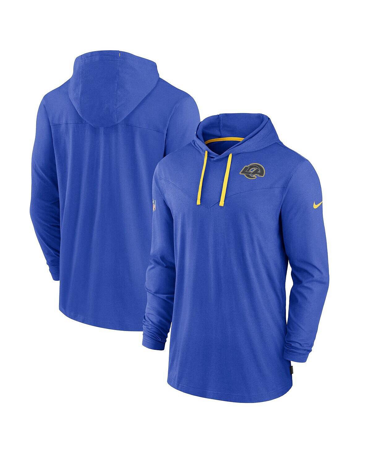 

Мужская футболка с капюшоном с длинным рукавом royal los angeles rams sideline pop performance pullover с длинным рукавом Nike