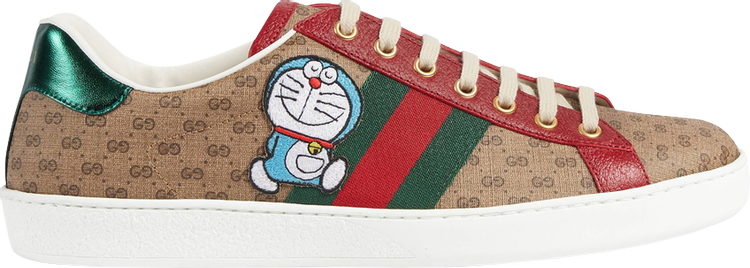 Кроссовки Doraemon x Gucci Ace Beige Monogram, бежевый - фото