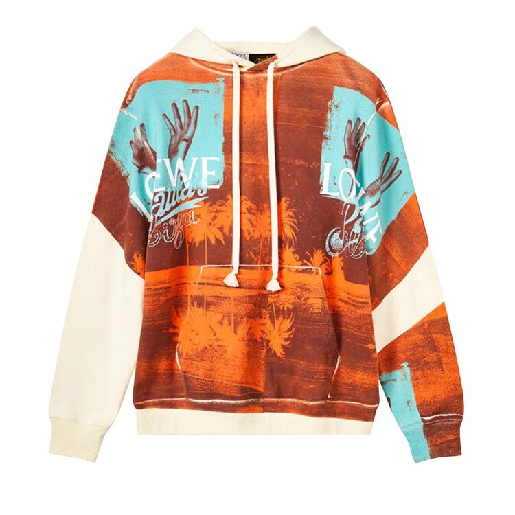 

Худи Loewe Tropical Hands Print Hoodie 'Soft/White/Brown', белый