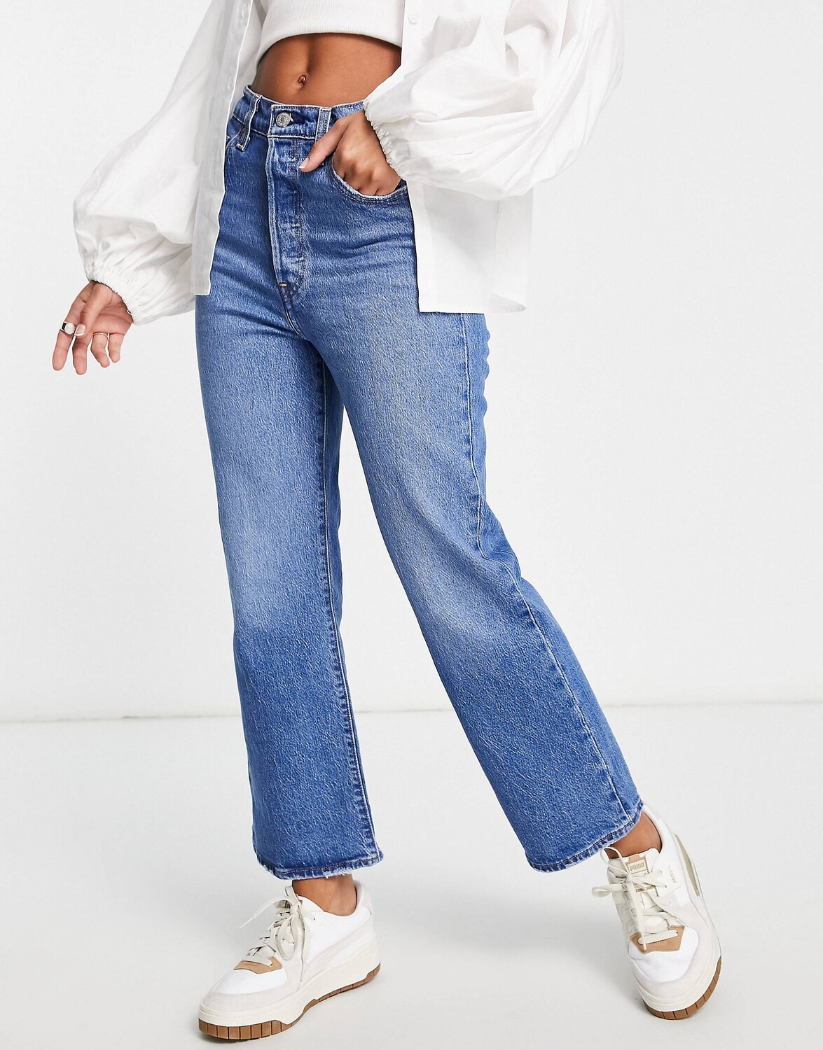 

Синие укороченные джинсы Levi's в клетку