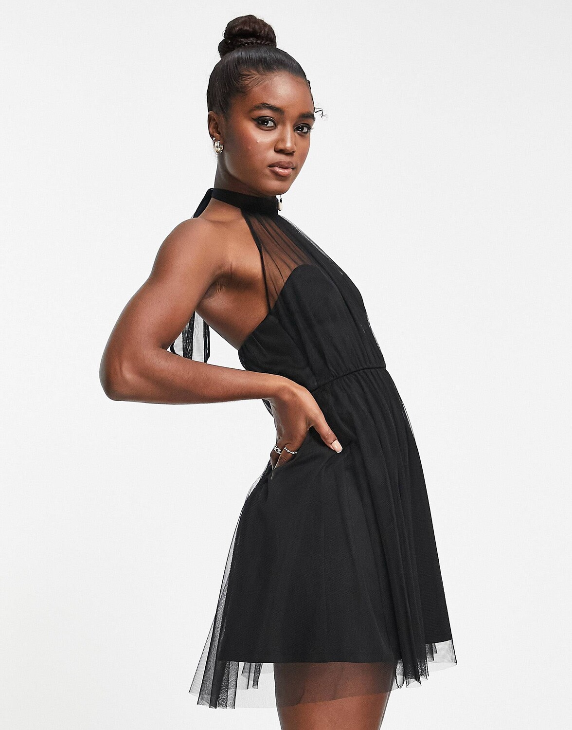 

Черное платье мини из тюля Miss Selfridge