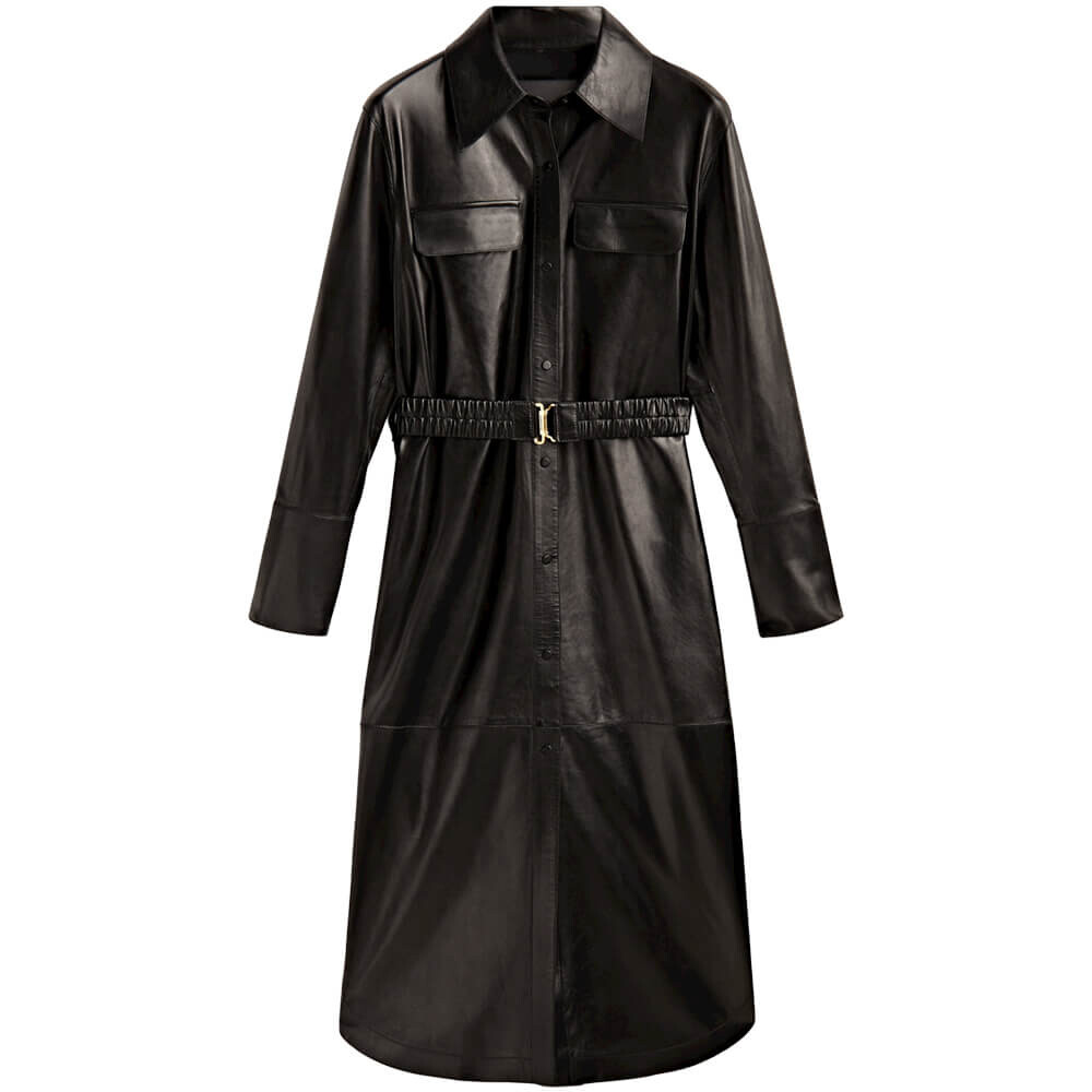 

Платье Massimo Dutti Nappa Leather, черный