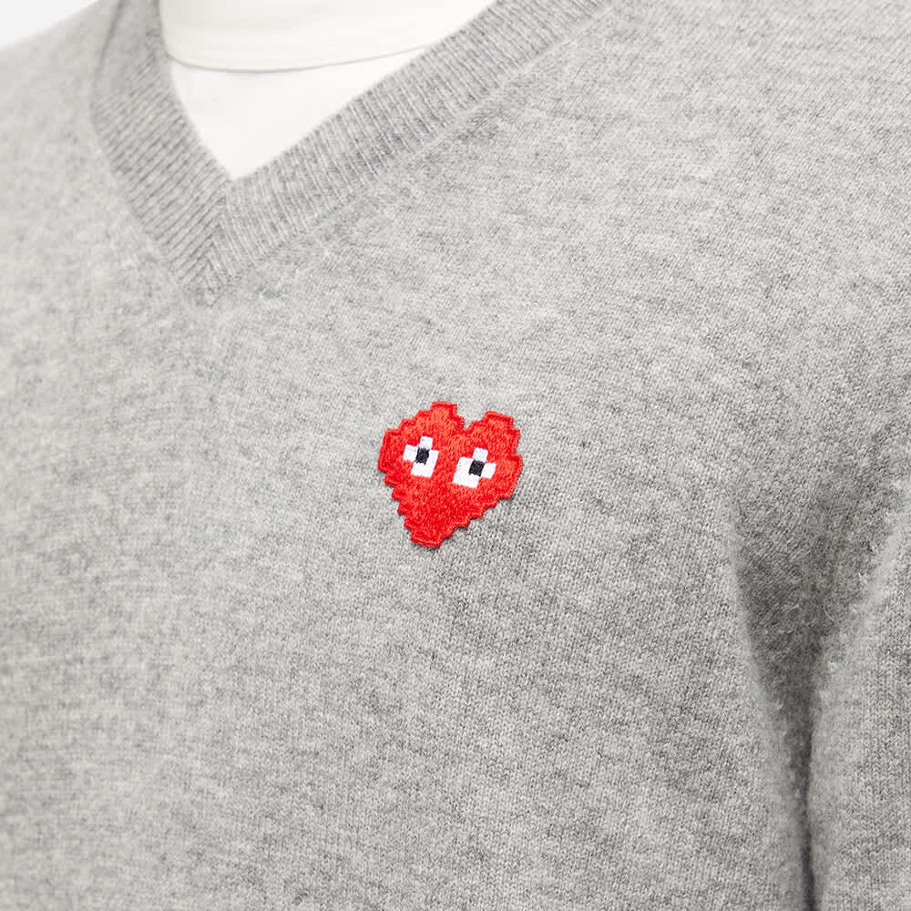 

Джемпер Comme des Garçons Play Invader Heart V-Neck Knit, Серый, Джемпер Comme des Garçons Play Invader Heart V-Neck Knit