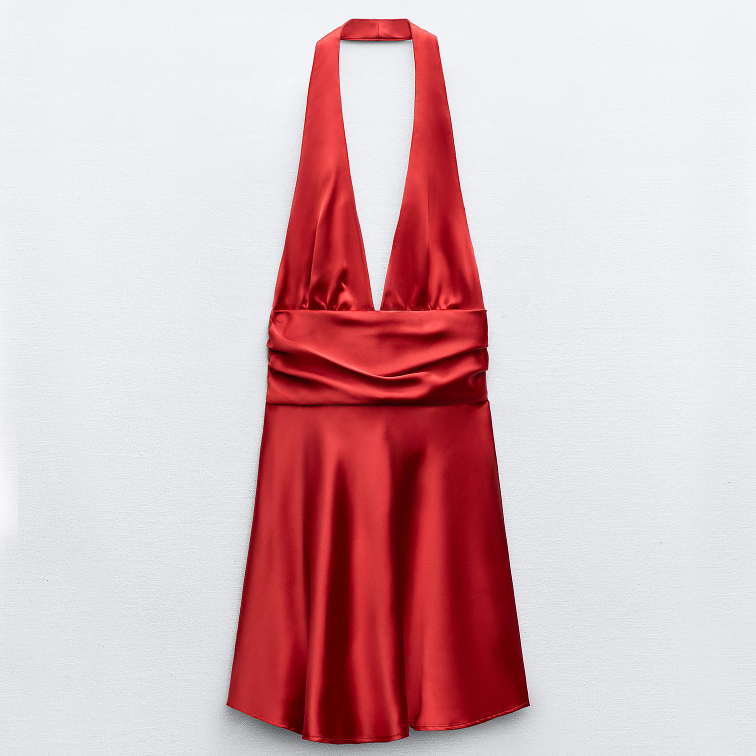 Платье Zara Satin Halter, красный платье zara satin halter черный