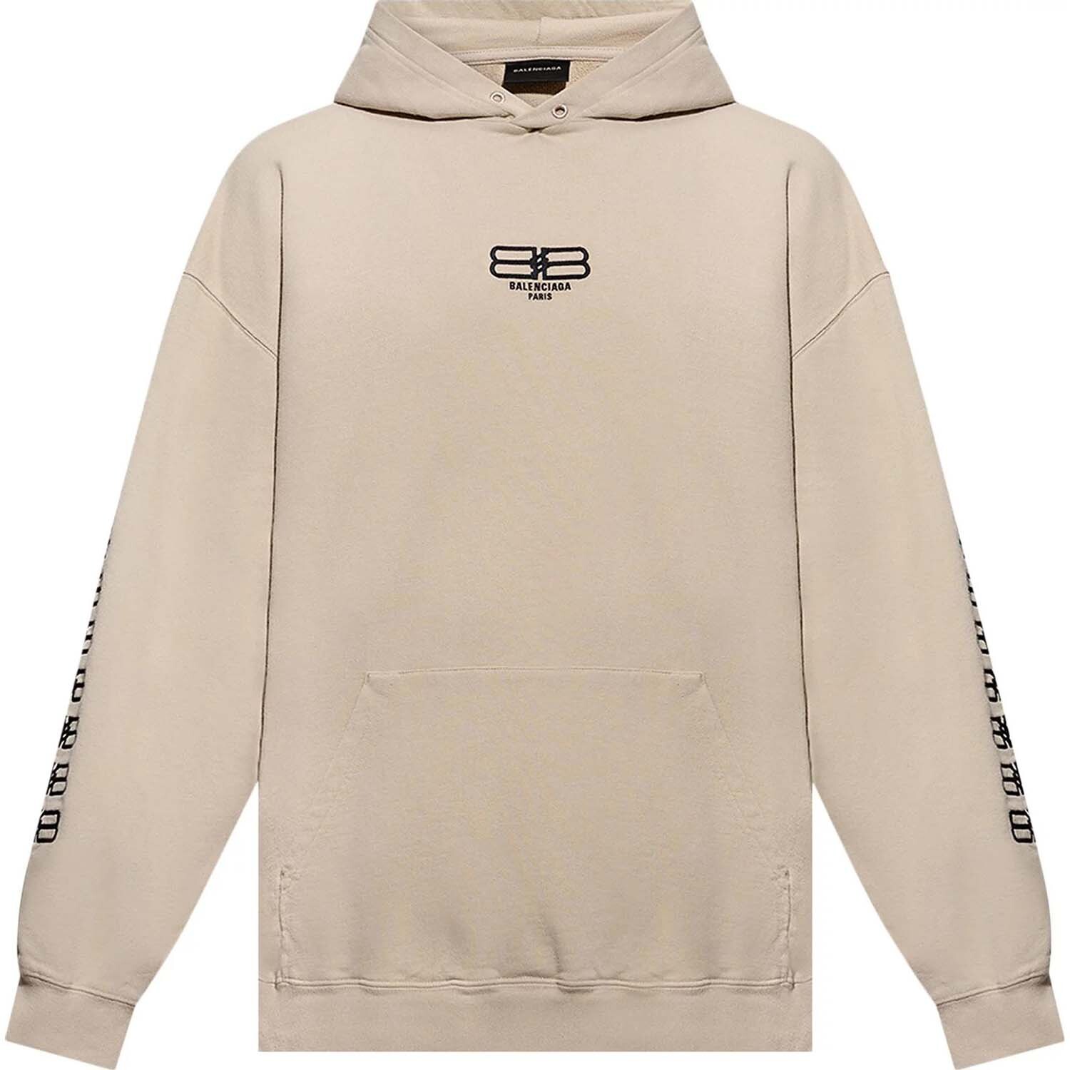 

Худи Balenciaga Embroidered Sleeve BB Logo Popover, бежевый