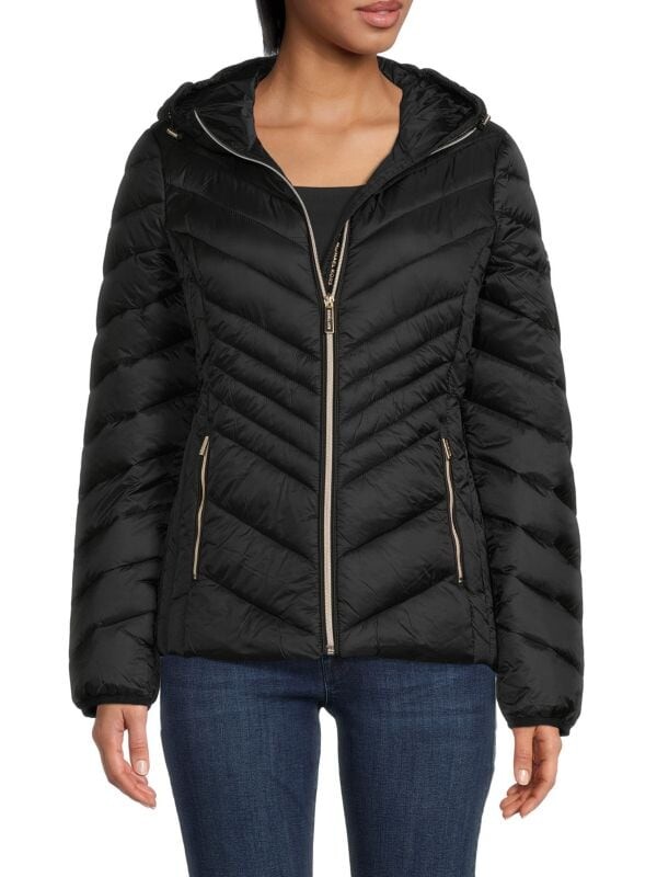 

Упаковываемая пуховая куртка с капюшоном MICHAEL Michael Kors Black