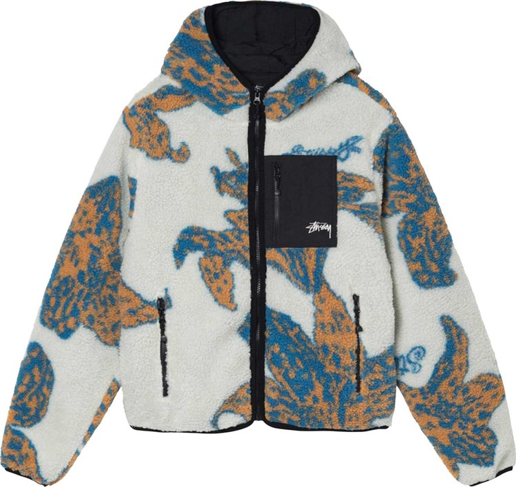 Куртка Stussy Floral Sherpa Hood Jacket 'Bone', кремовый 37313