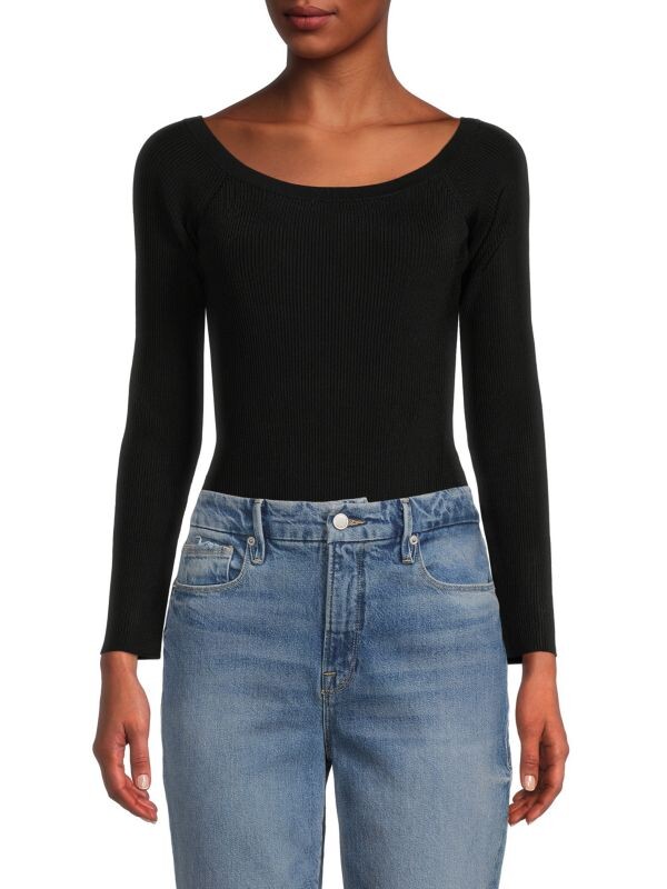 

Трикотажное боди в рубчик GOOD AMERICAN Black