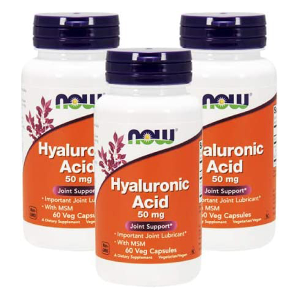 Пищевая добавка Now Foods Hyaluronic Acid With MSM, 50 мг, 3 предмета, 60х3 капсул