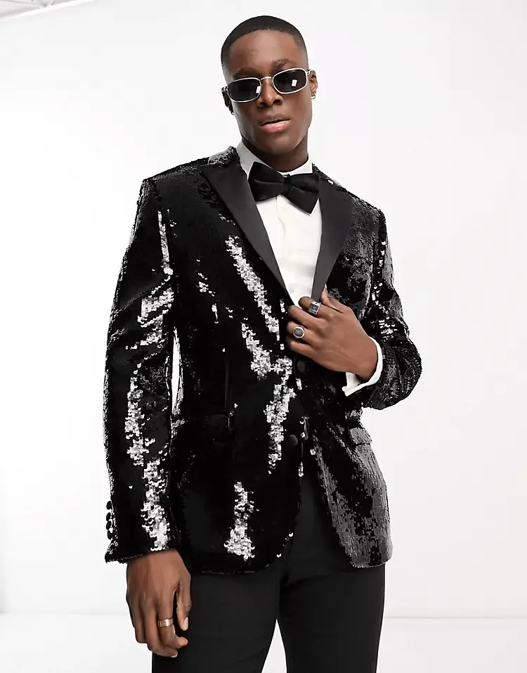 

Пиджак с пайетками Asos Designs, черный