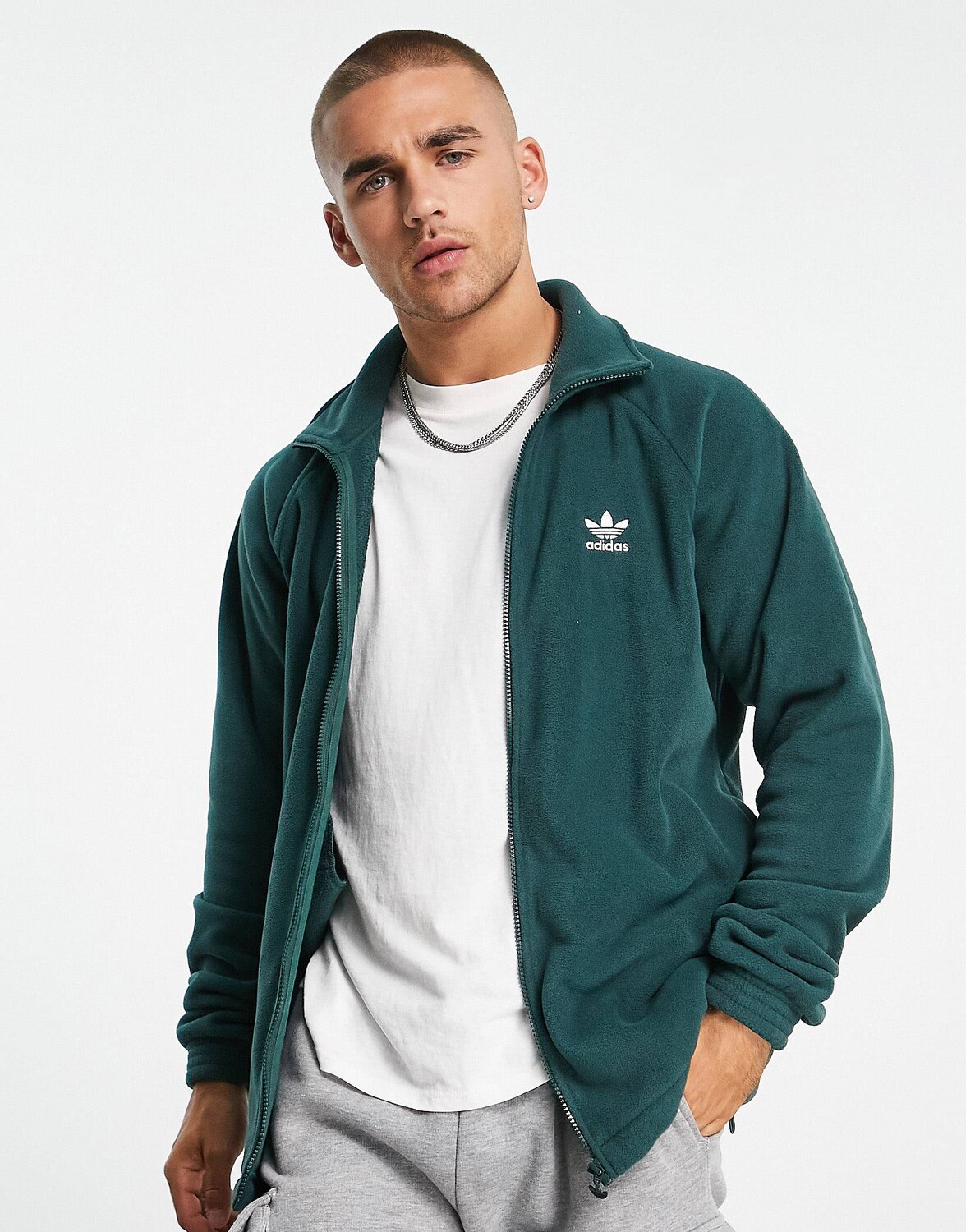 

Зеленая флисовая куртка adidas Originals adicolor