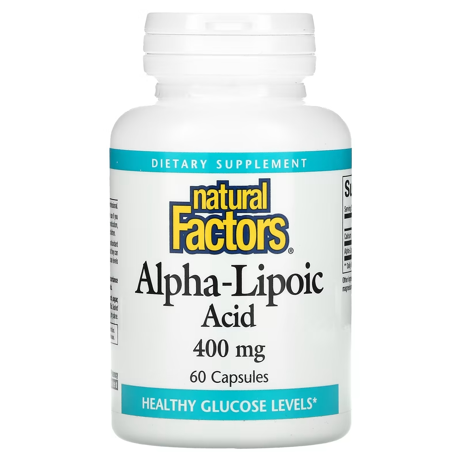 Natural Factors Альфа-липоевая кислота 400 мг, 60 капсул natural factors альфа липоевая кислота 100 мг 60 капсул