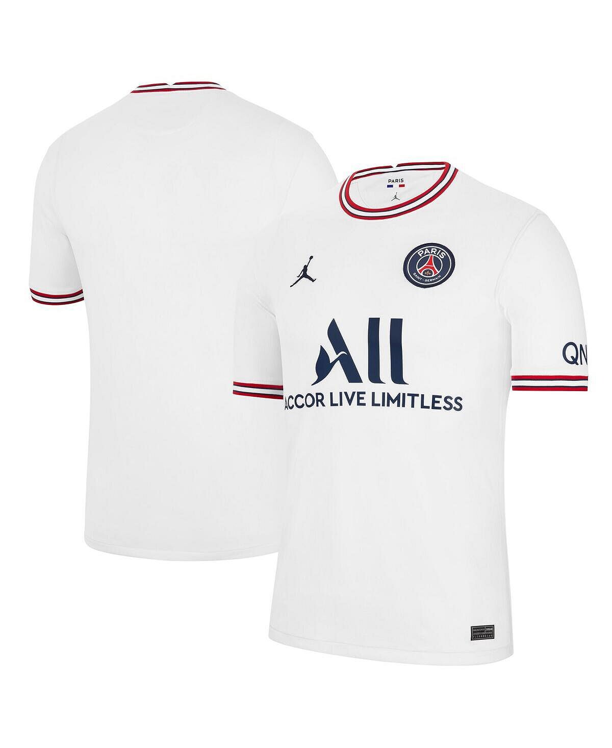 

Мужская брендовая белая футболка paris saint-germain 2021/22 четвертая копия джерси Jordan, белый