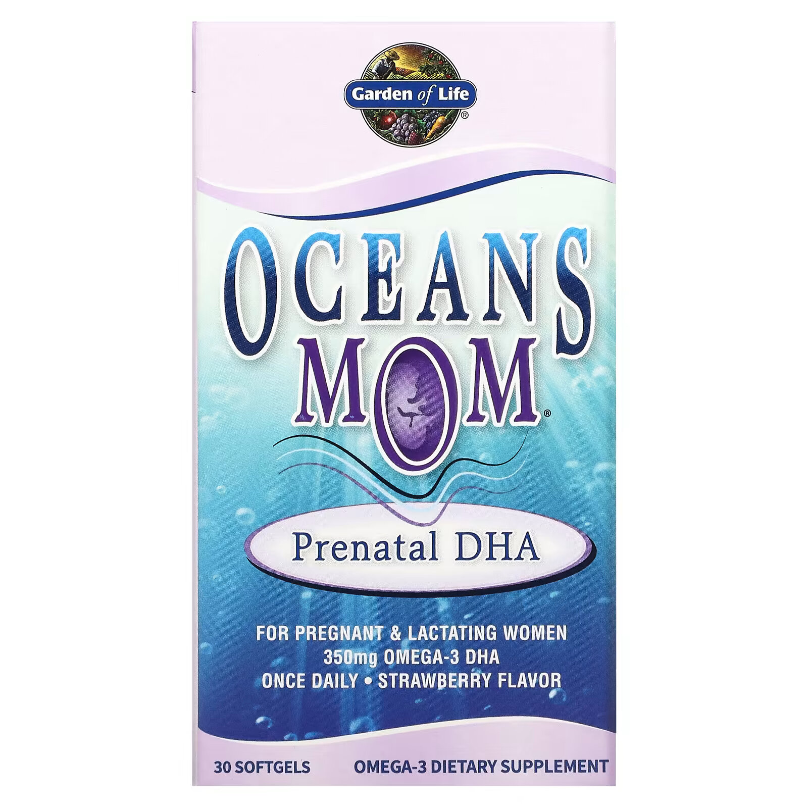 Garden of Life, Oceans Mom, пренатальная ДГК со вкусом клубники, 30 мягких желатиновых капсул nutropharma пренатальная дгк кормление беременных 30 капсул