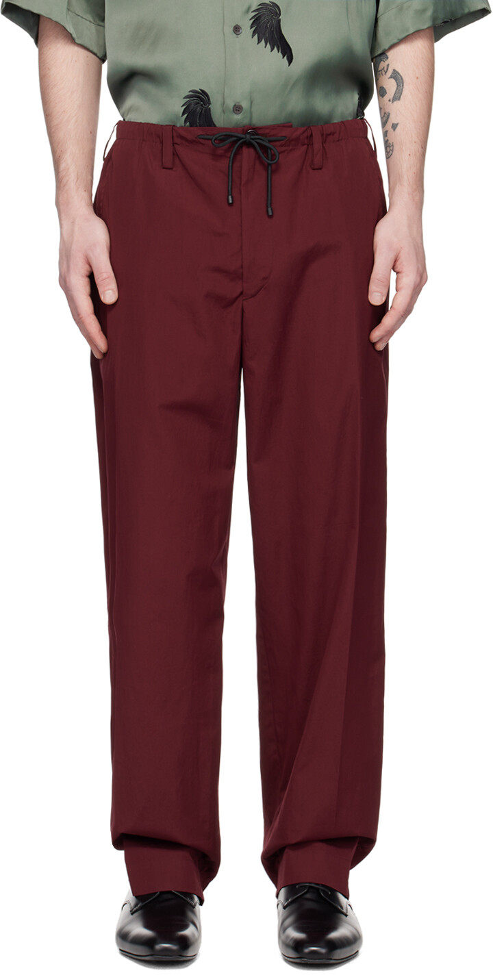 

Темно-красные брюки с кулиской Dries Van Noten, Красный