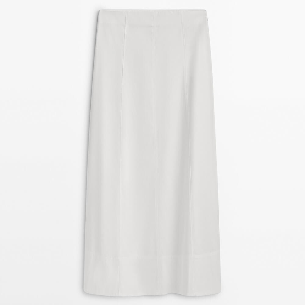 

Юбка Massimo Dutti Midi Poplin, белый