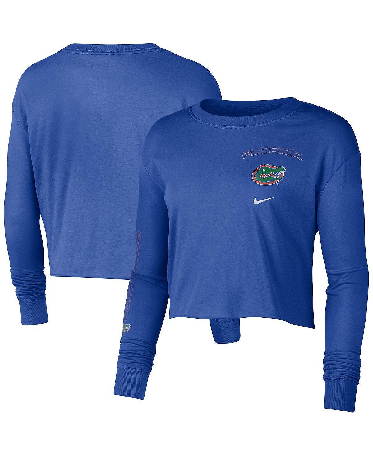 

Женская укороченная футболка с длинным рукавом royal florida gators 2-hit Nike, Синий