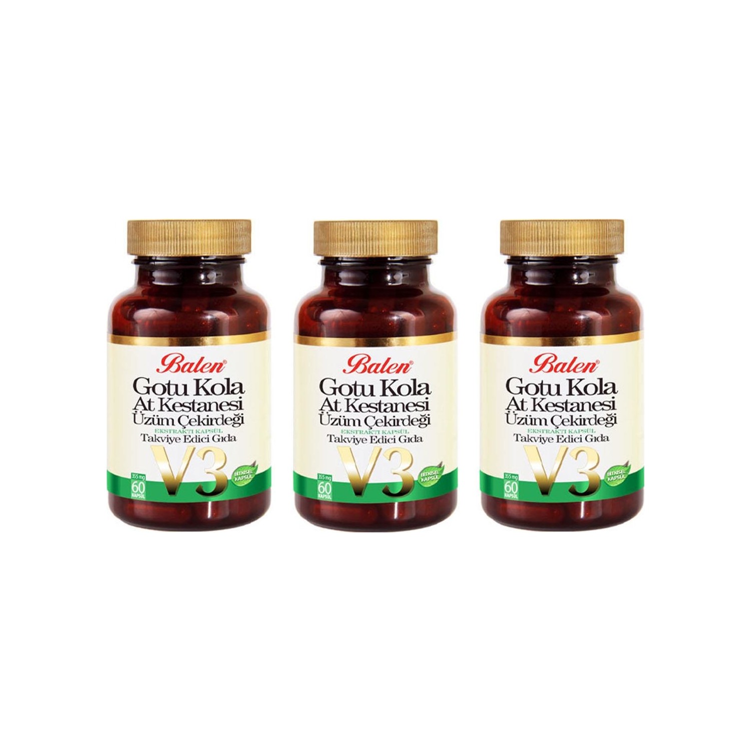 Активная добавка Balen Gotu Kola-Horse Chestnut-Grape Seed, 60 капсул, 3 штуки экстракт виноградных косточек balen 300 мг 60 капсул