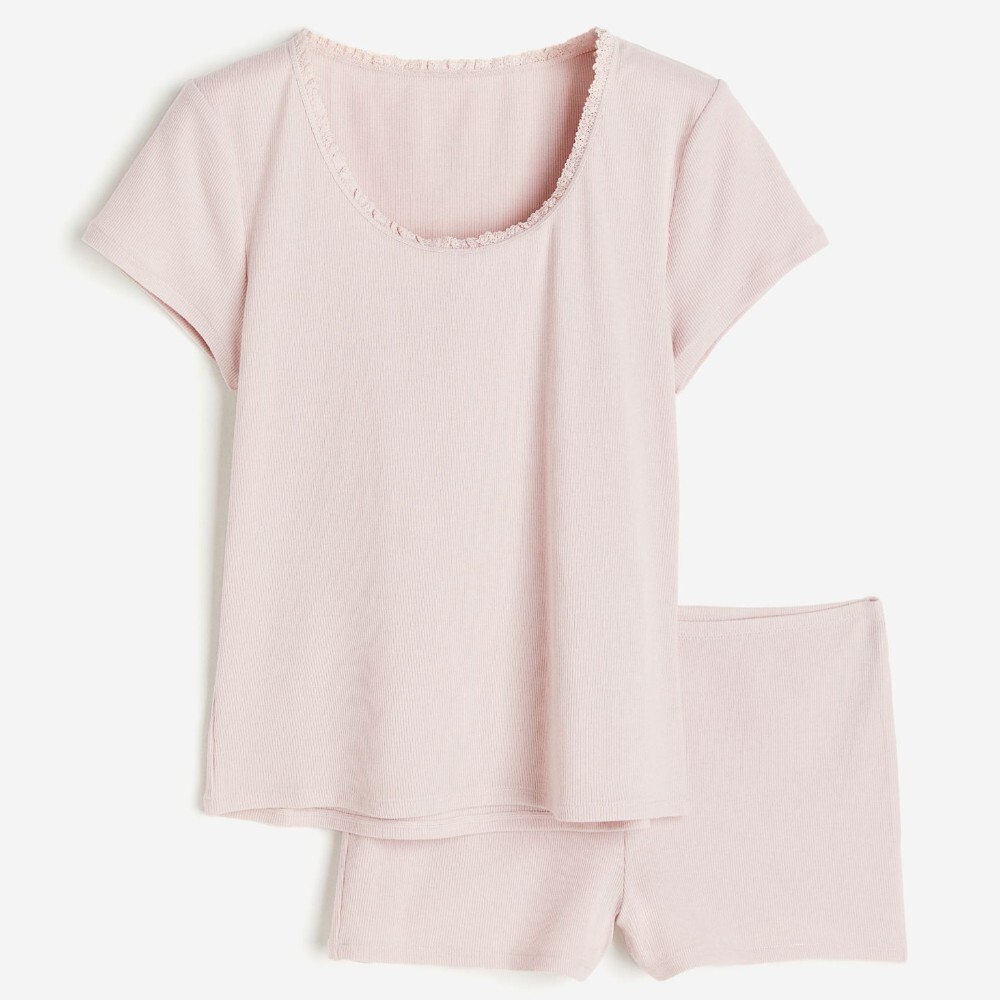 

Пижамный комплект H&M Ribbed, светло-розовый