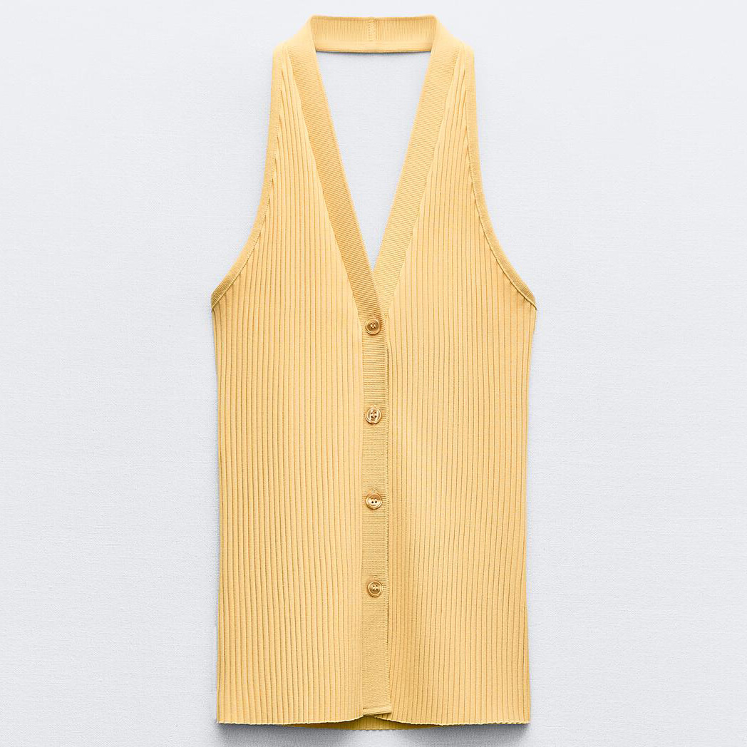 

Жилет Zara Ribbed Halter, светло-желтый