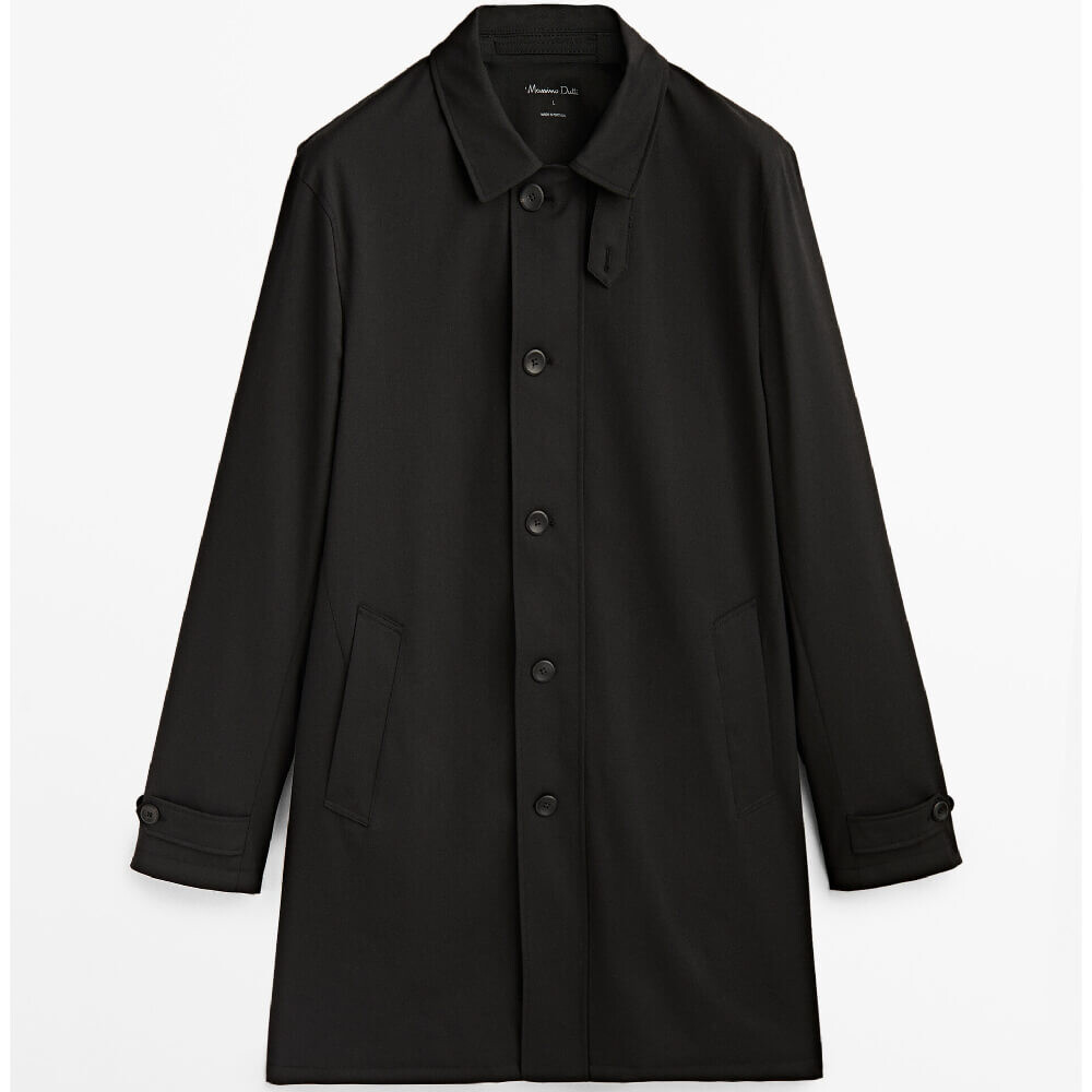 

Плащ Massimo Dutti Wool Blend, черный
