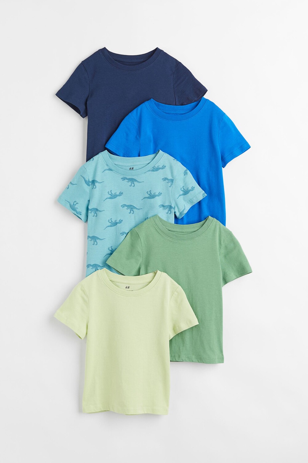 

Хлопковая футболка, 5 шт. H&M Dinosaurs, светло-бирюзовый