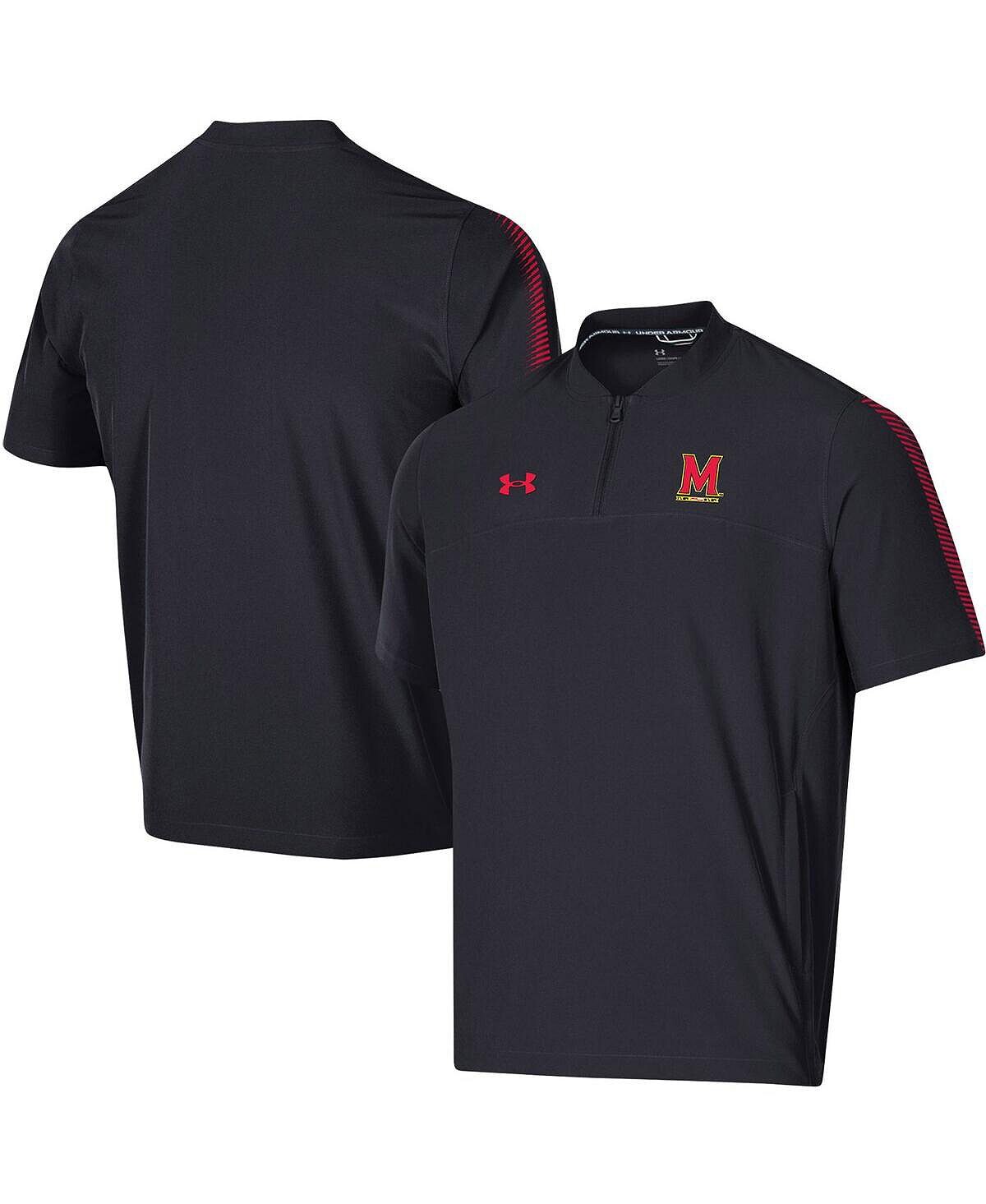 

Мужская черная рубашка поло maryland terrapins 2021 sideline motivate с коротким рукавом и молнией на четверть Under Armour, черный
