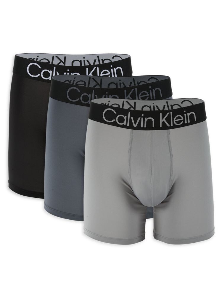 

Комплект из 3 трусов-боксеров с логотипом Calvin Klein, цвет Black Grey