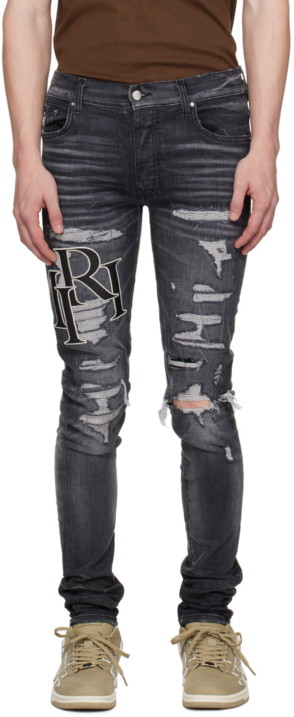 

Серые джинсы с шахматным рисунком AMIRI