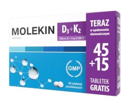 Molekin D3+K2 препарат для укрепления костей, 60 шт.