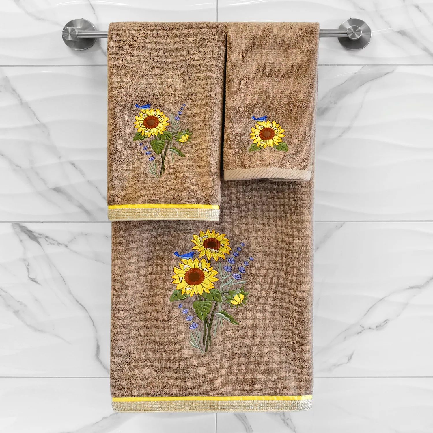 

Linum Home Textiles Турецкий хлопок Girasol Набор из 4 украшенных полотенец, бежевый