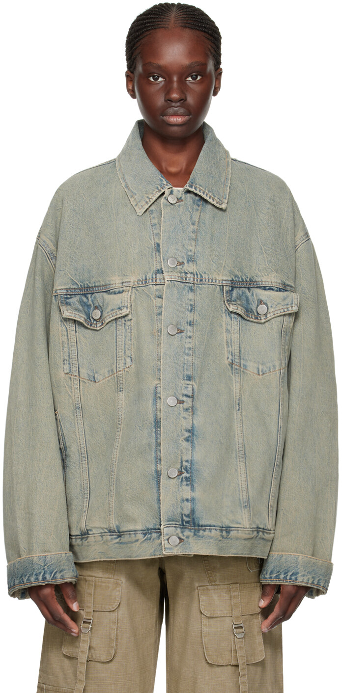 

Синяя джинсовая куртка оверсайз Acne Studios, цвет Blue/Beige