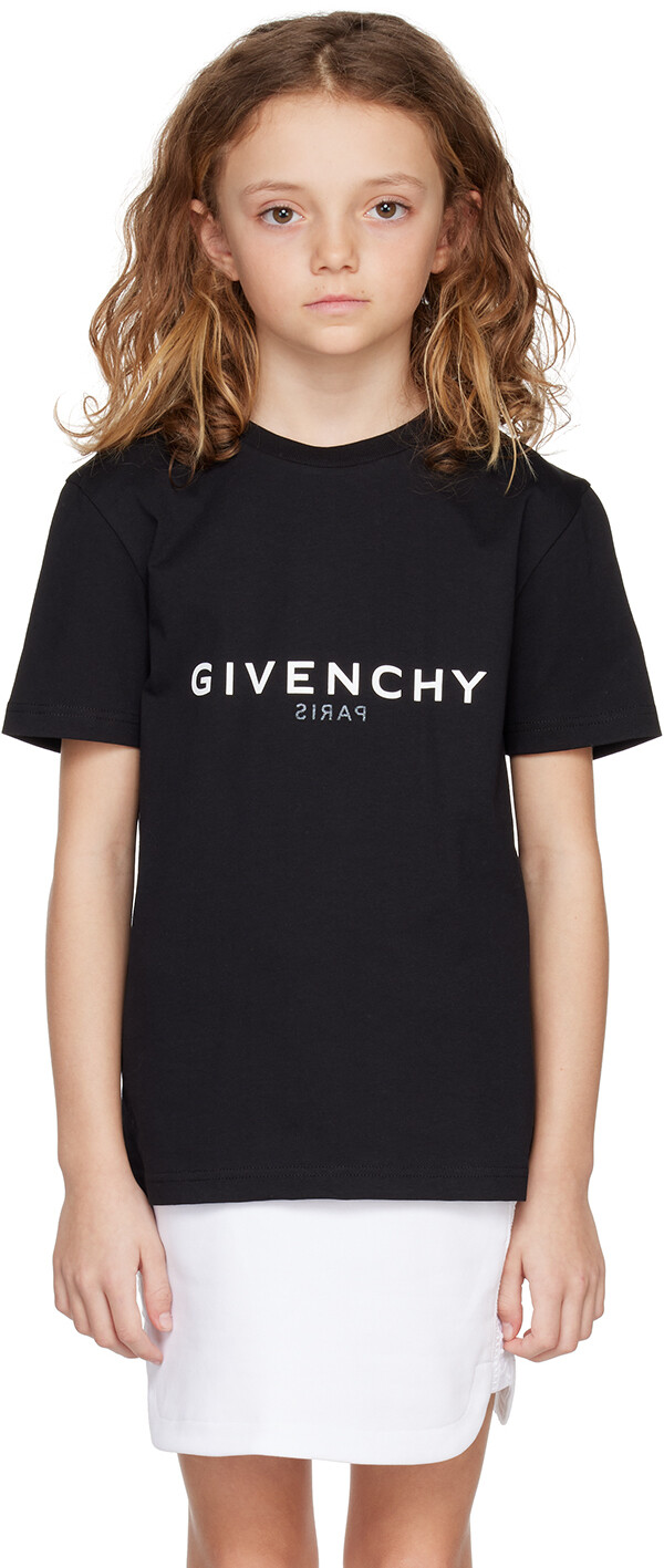 

Детская черная футболка с принтом Givenchy