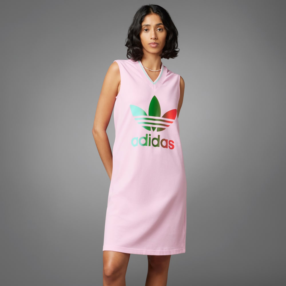 Платье Adidas Originals Adicolor 70S V-Neck Dress, Розовый