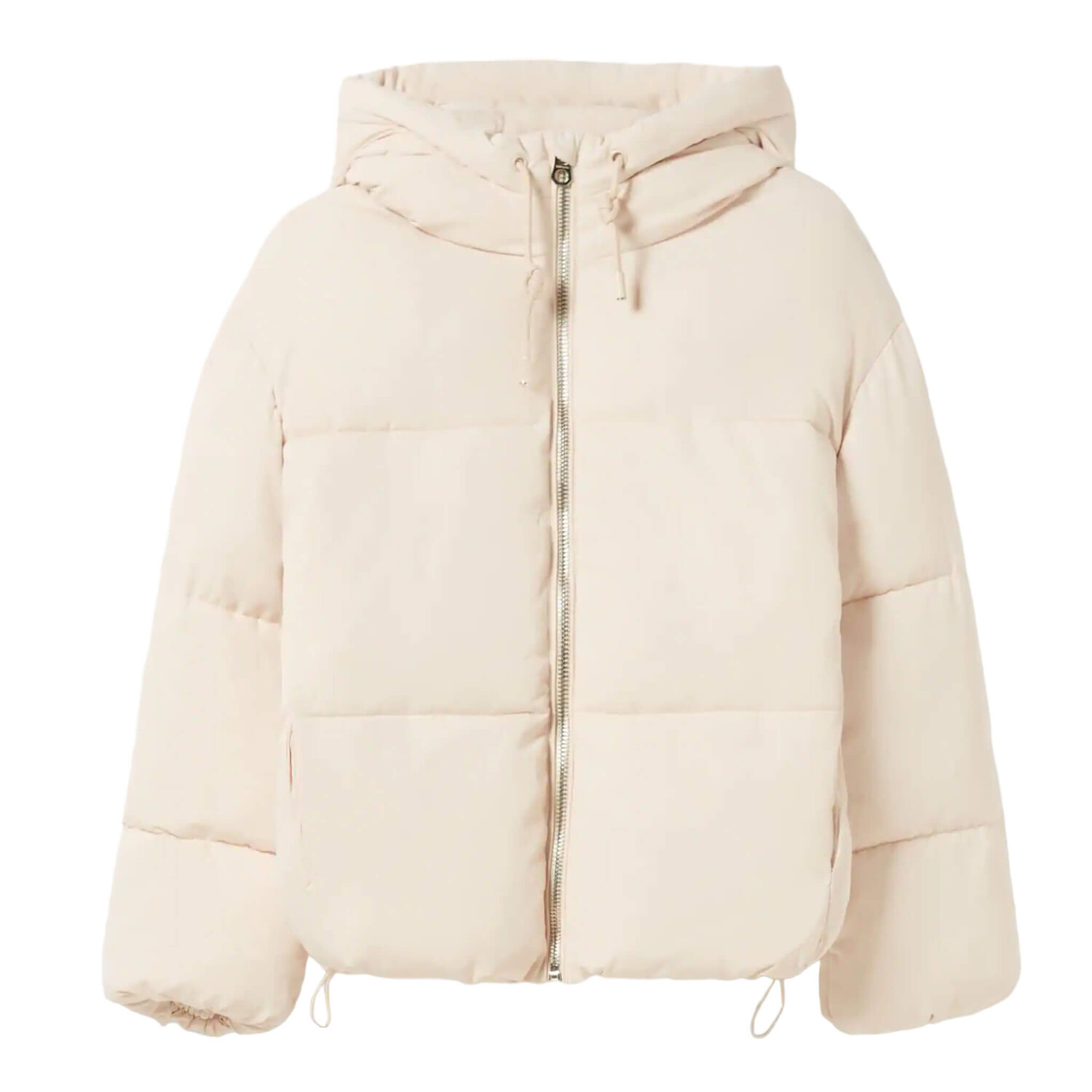 

Пуховик Bershka Oversize Hooded Puffer, бежевый