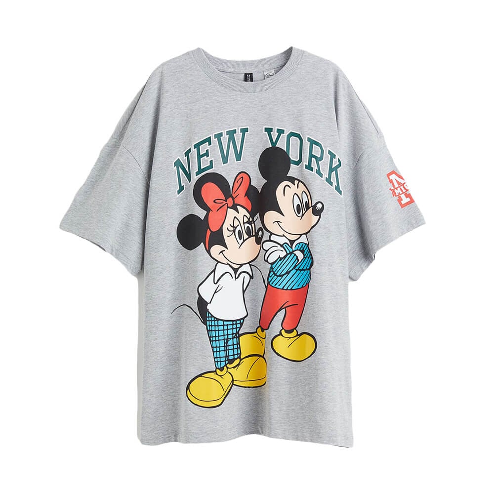 

Футболка H&M Oversized Printed Disney, серый