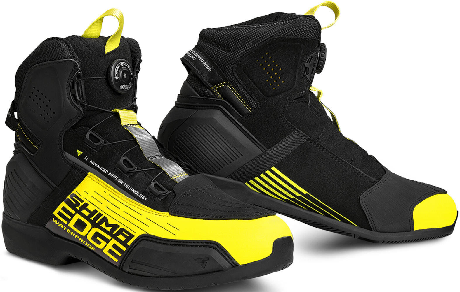 Мотоциклетные ботинки SHIMA Edge водонепроницаемые, черный/желтый