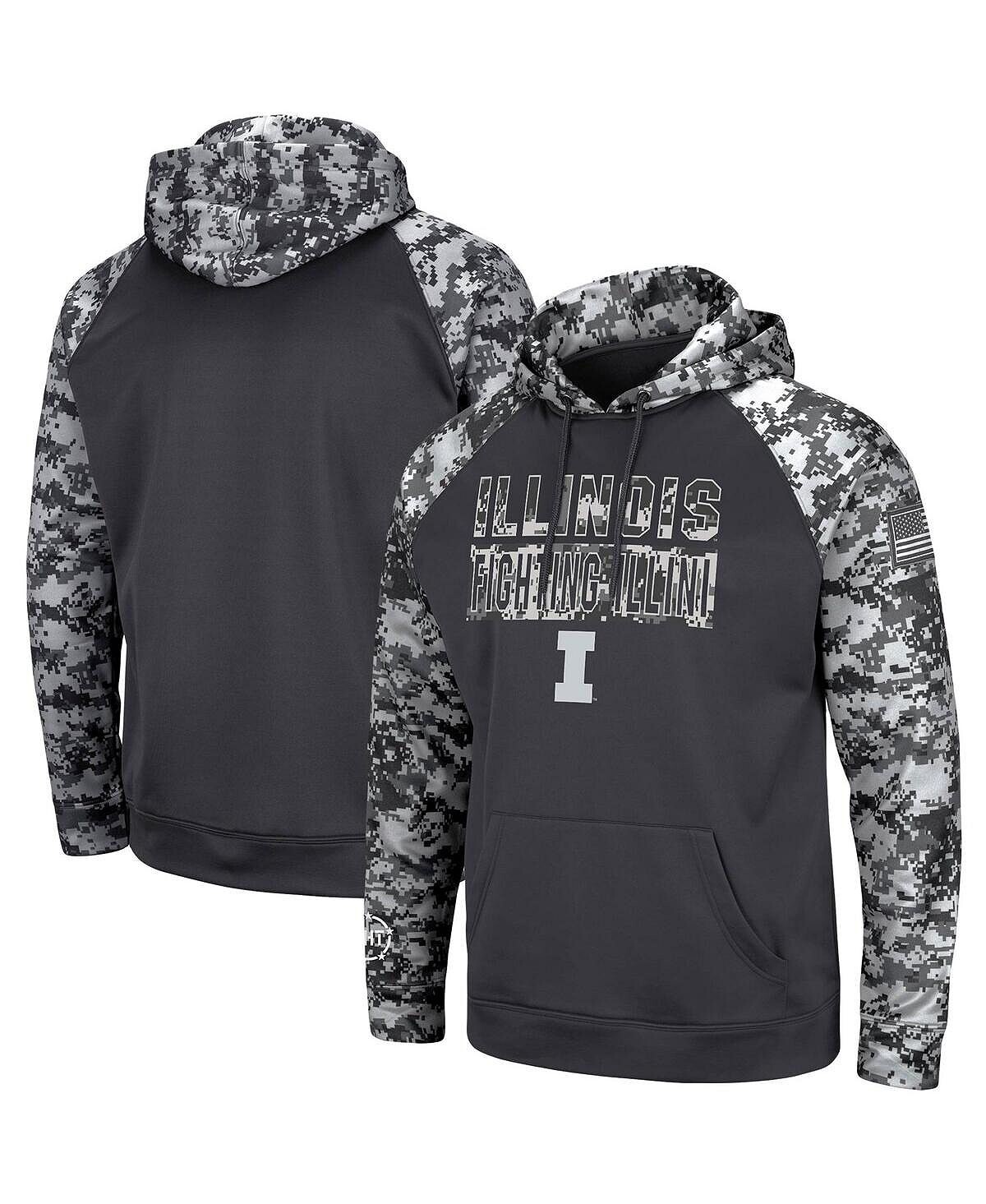 

Мужская темно-серая толстовка с капюшоном illinois fighting illini oht в стиле милитари appreciation digi camo big and tall pullover Colosseum, мульти