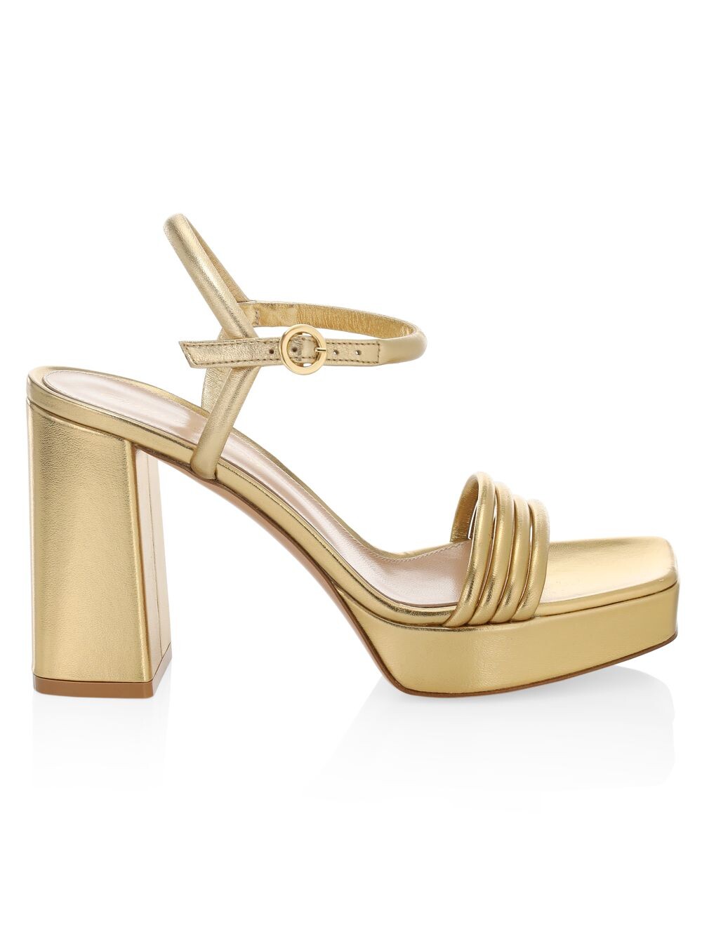 

Кожаные сандалии Lena на платформе с эффектом металлик Gianvito Rossi