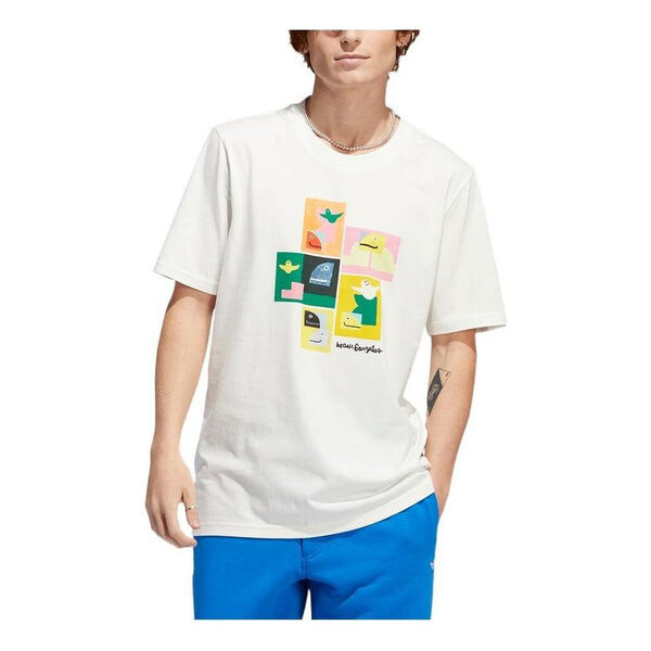 

Футболка Adidas SS22 Pattern Printing Round Neck Short Sleeve White T-Shirt, Белый