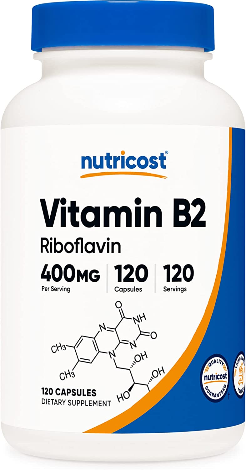 Витамин В2 Nutricost, 400 мг, 120 капсул витамин в1 nutricost 100 мг 120 капсул