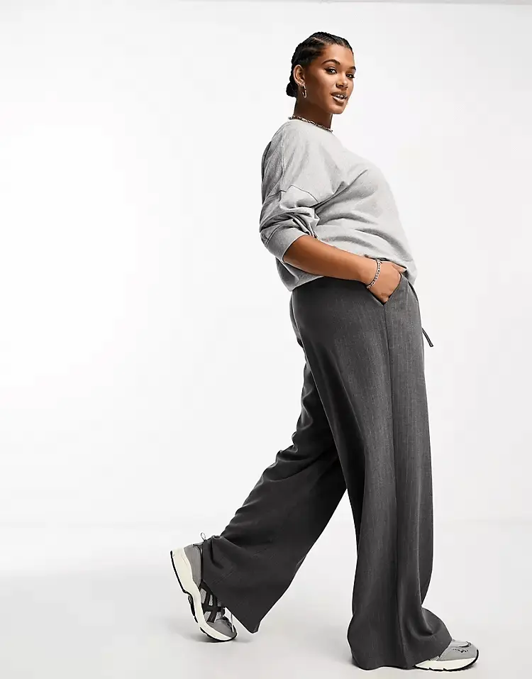 

Брюки Asos Design Curve Pull On In Stripe, серый